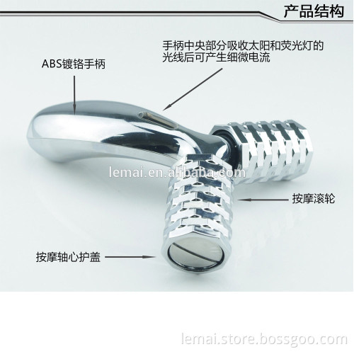 Silver Y-Shaped 3D Solar Energy Microcurrent Facial Body Massager Roller Anti-ag